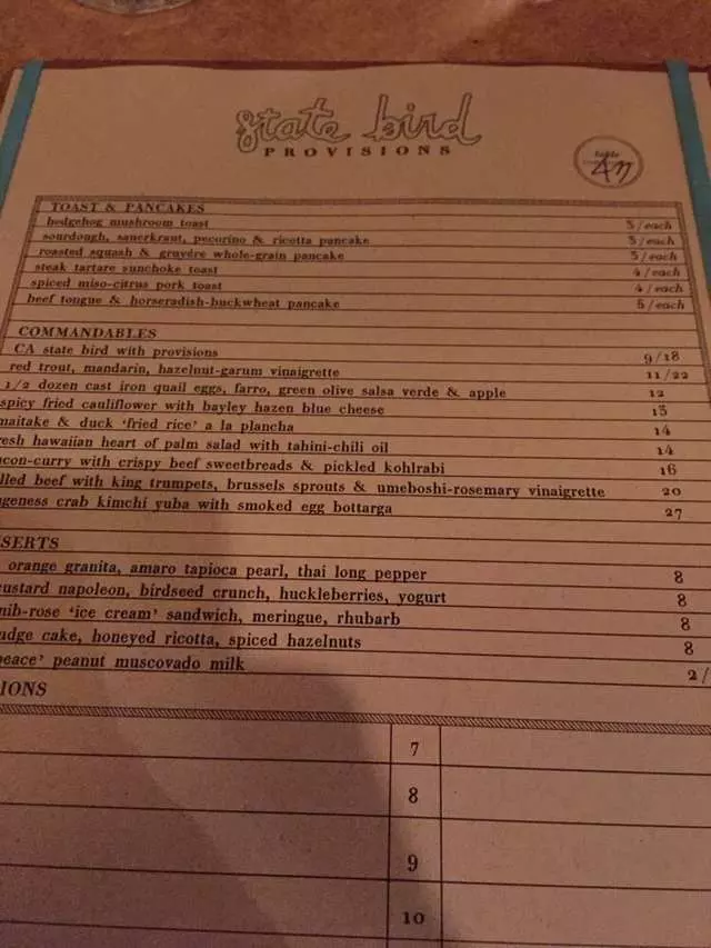 State Bird Provisions