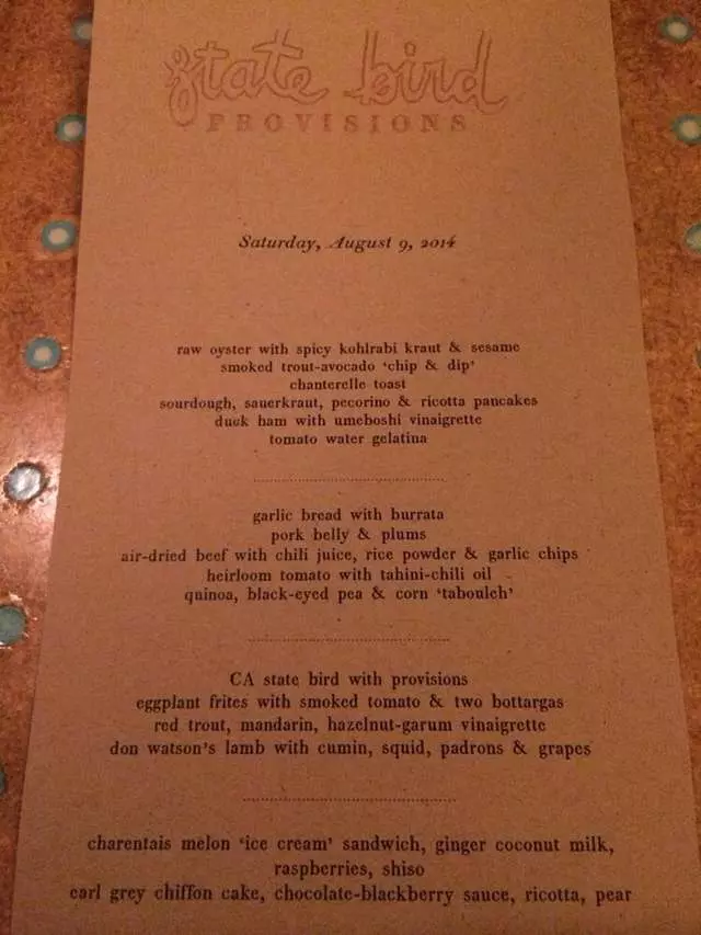 State Bird Provisions