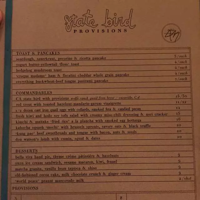 State Bird Provisions