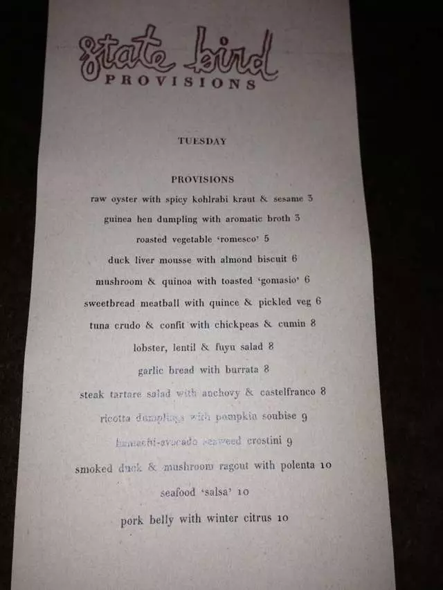State Bird Provisions