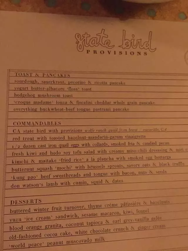 State Bird Provisions