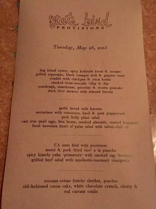 State Bird Provisions