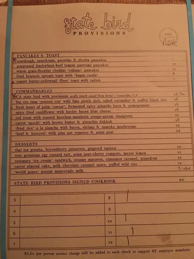 State Bird Provisions