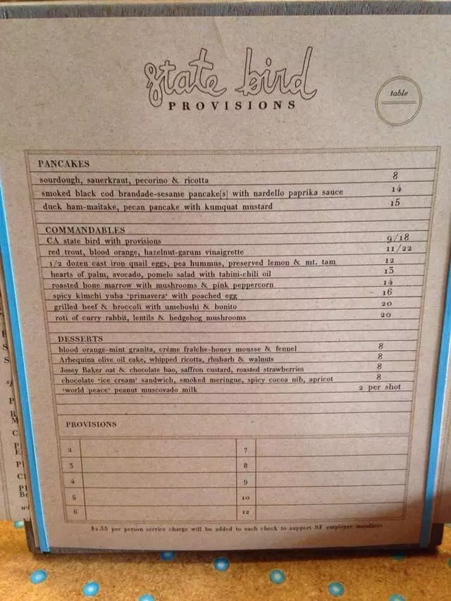State Bird Provisions