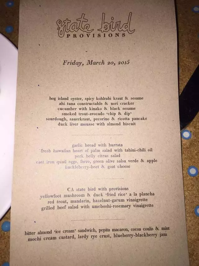 State Bird Provisions