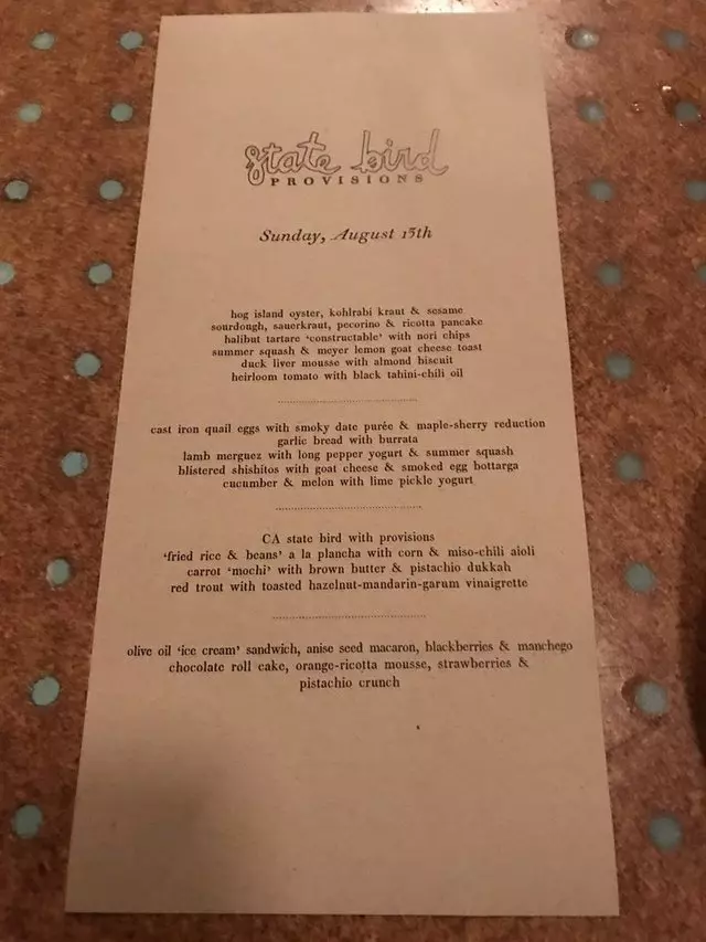State Bird Provisions