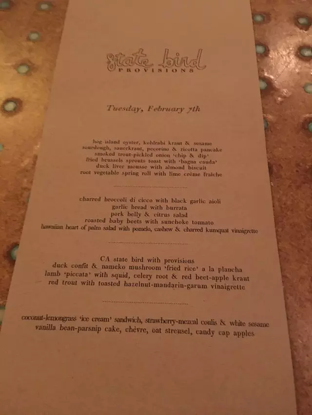 State Bird Provisions