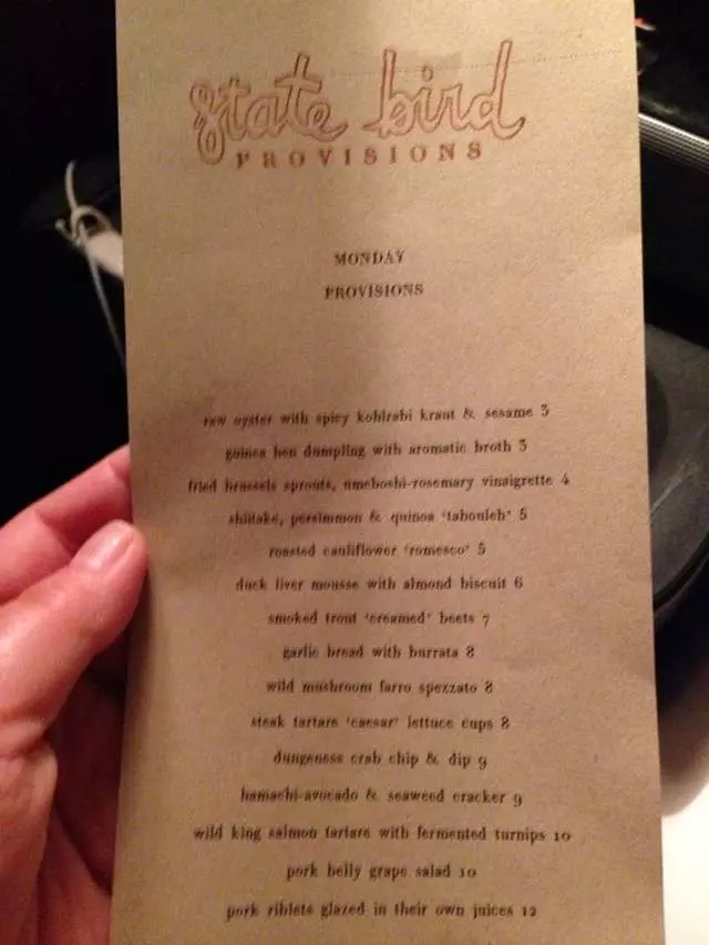 State Bird Provisions