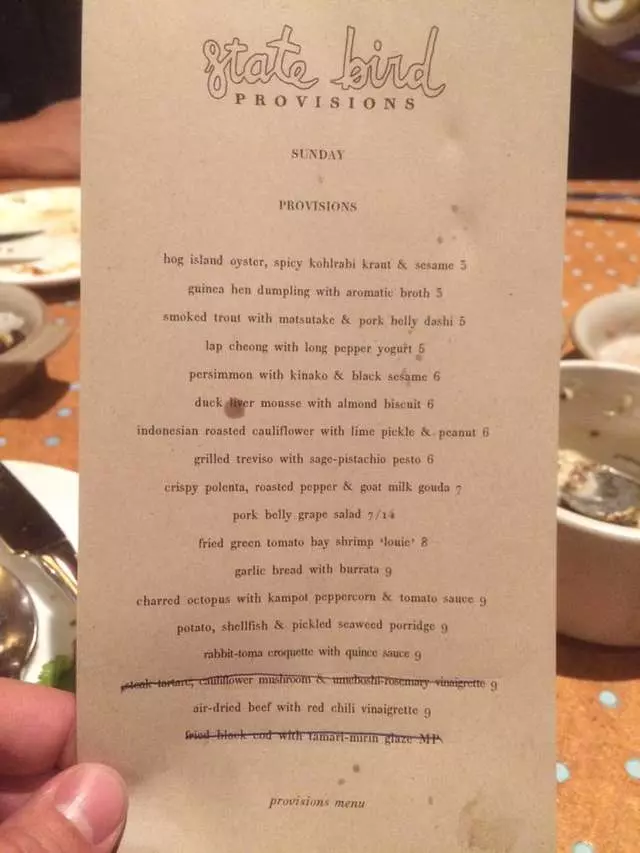 State Bird Provisions