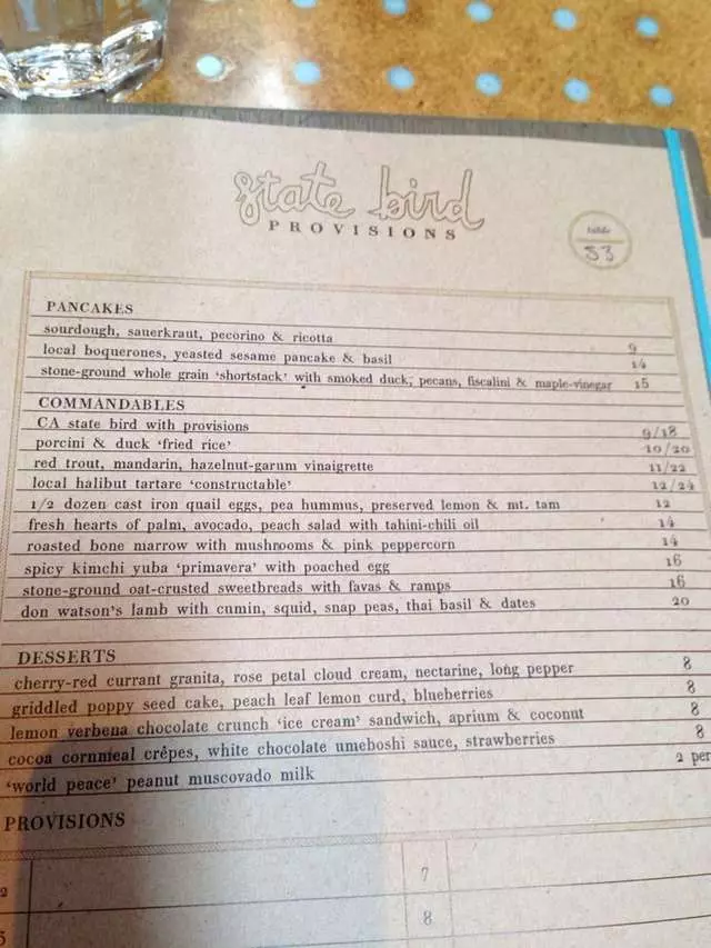 State Bird Provisions