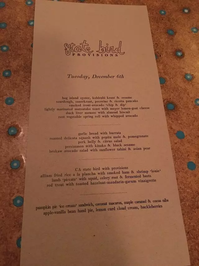 State Bird Provisions
