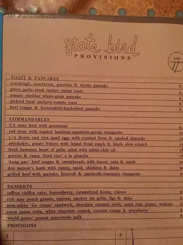 State Bird Provisions