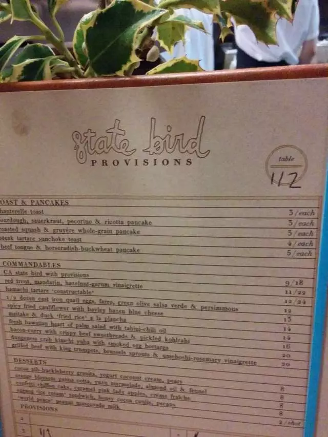 State Bird Provisions