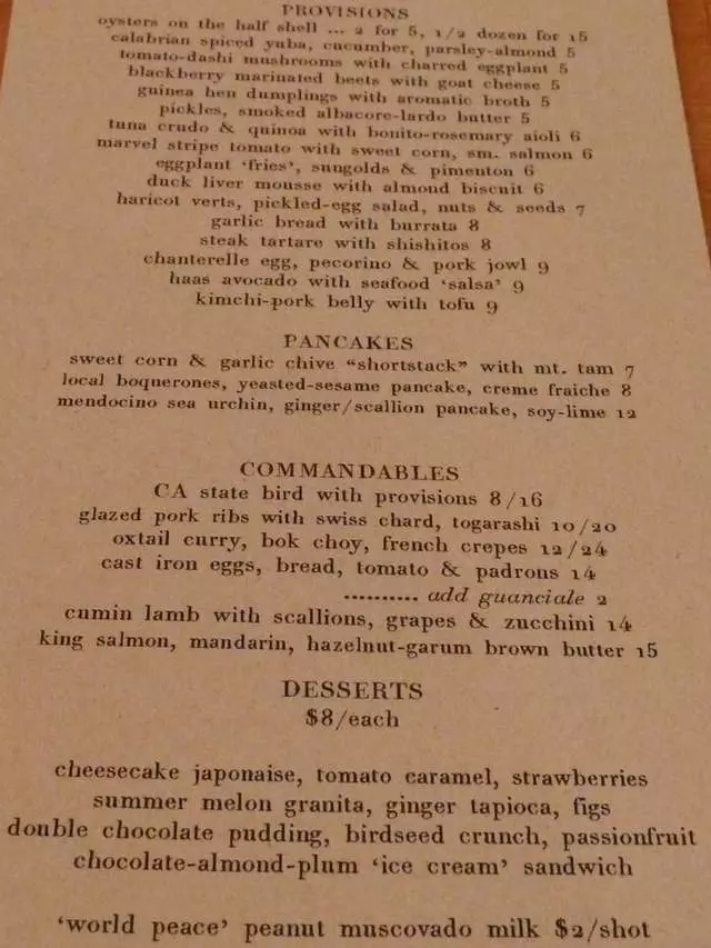 State Bird Provisions