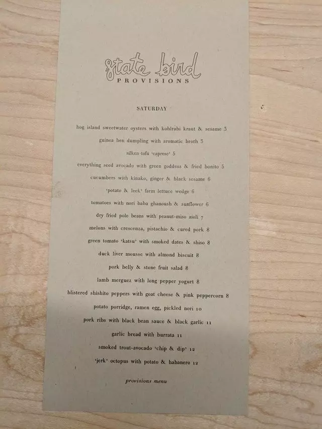 State Bird Provisions