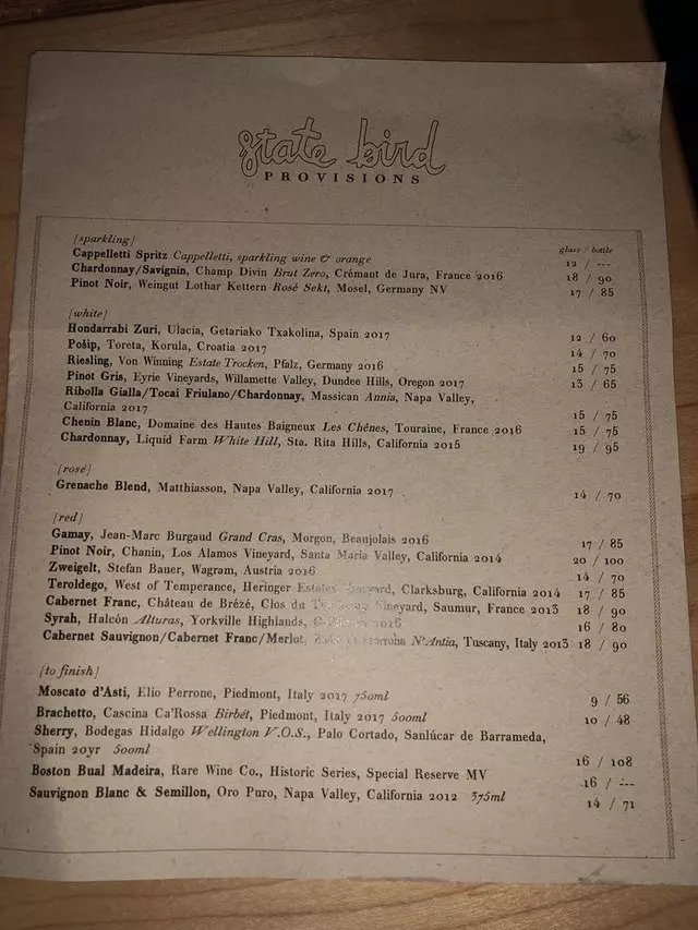 State Bird Provisions
