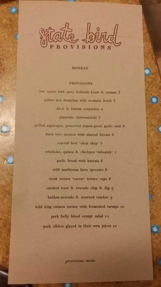 State Bird Provisions