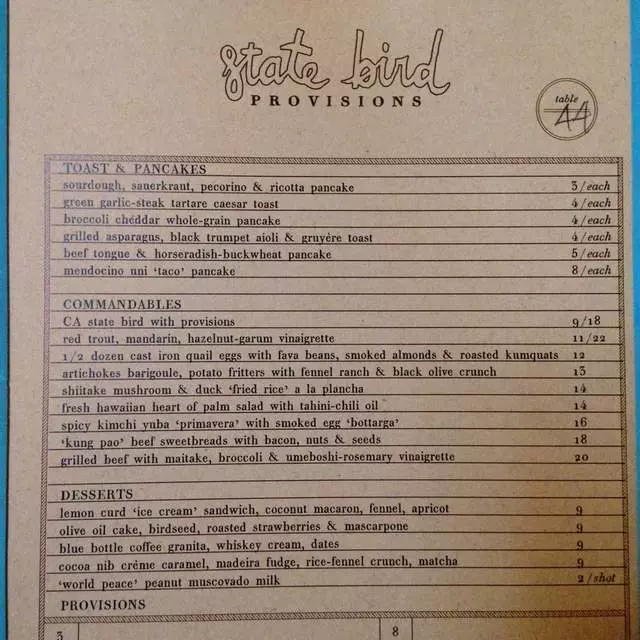 State Bird Provisions