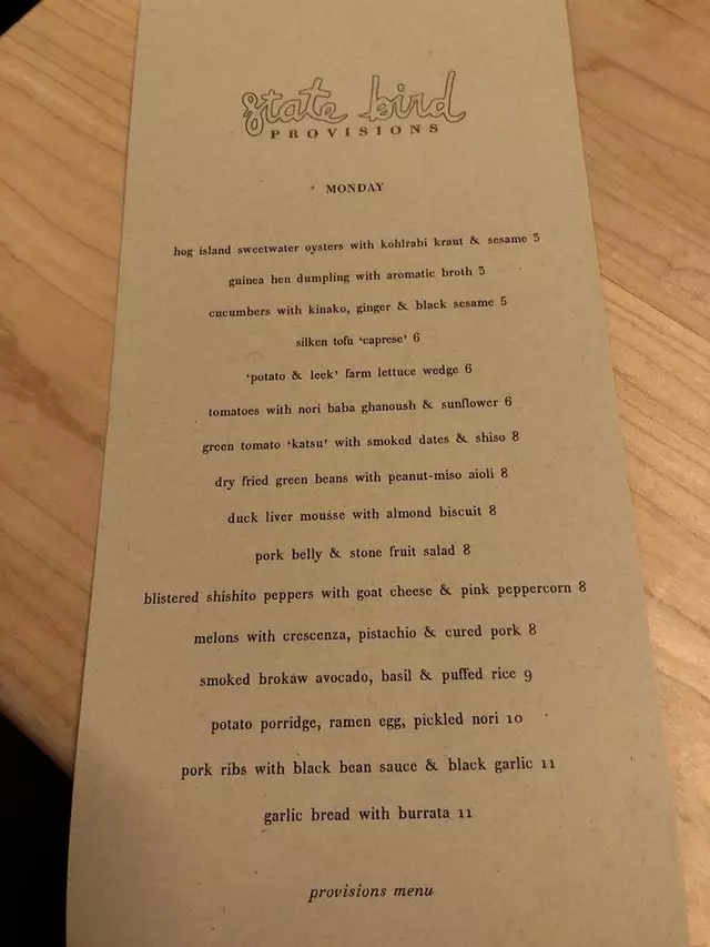 State Bird Provisions