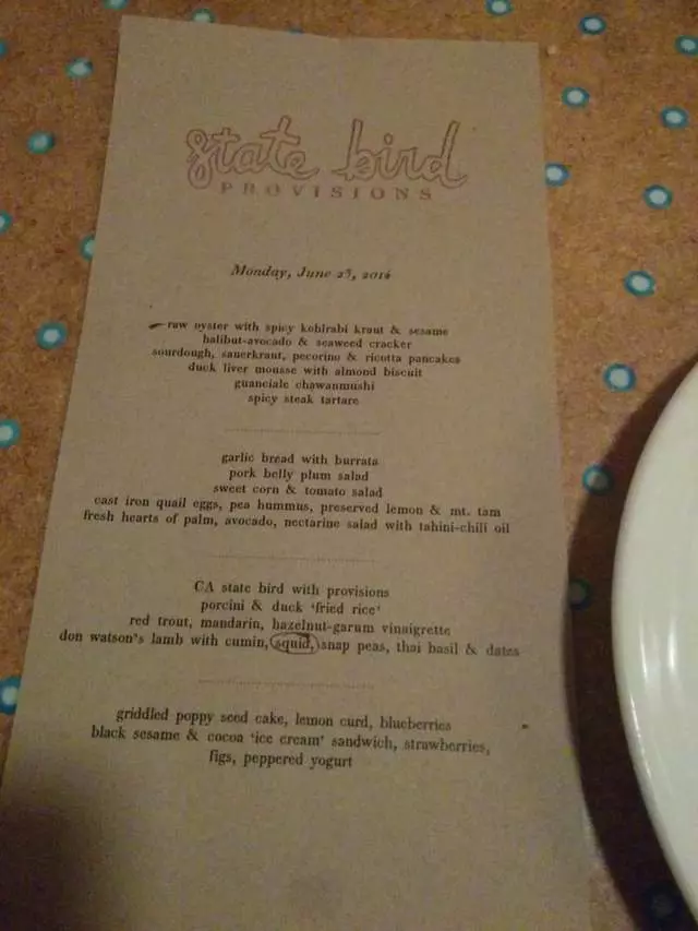 State Bird Provisions