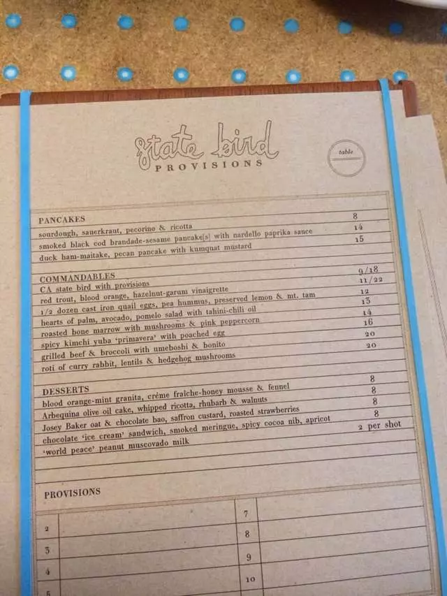 State Bird Provisions