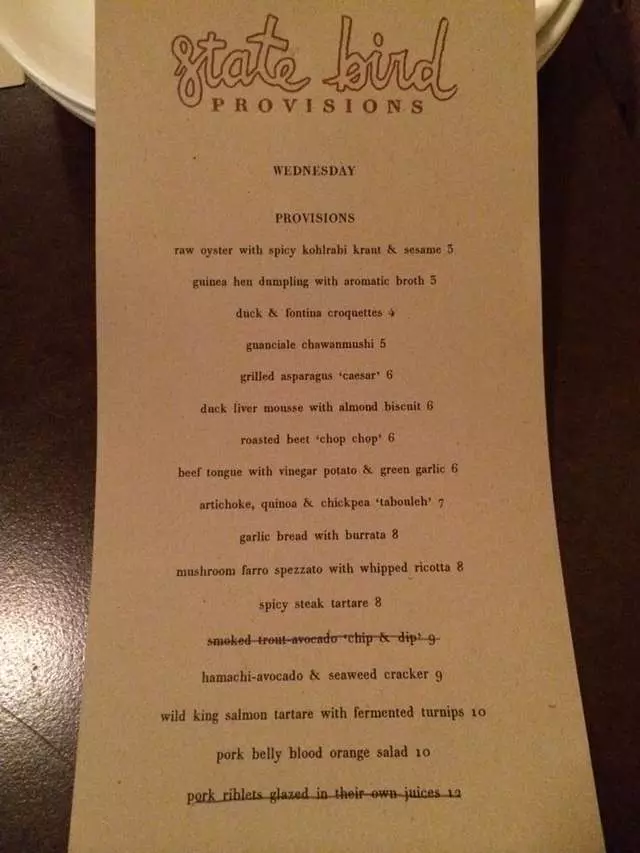 State Bird Provisions