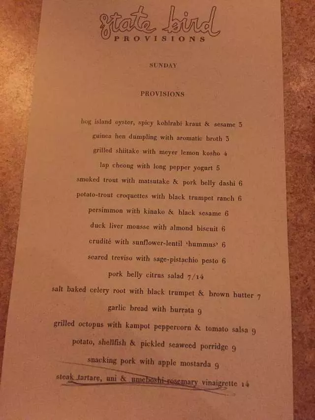 State Bird Provisions