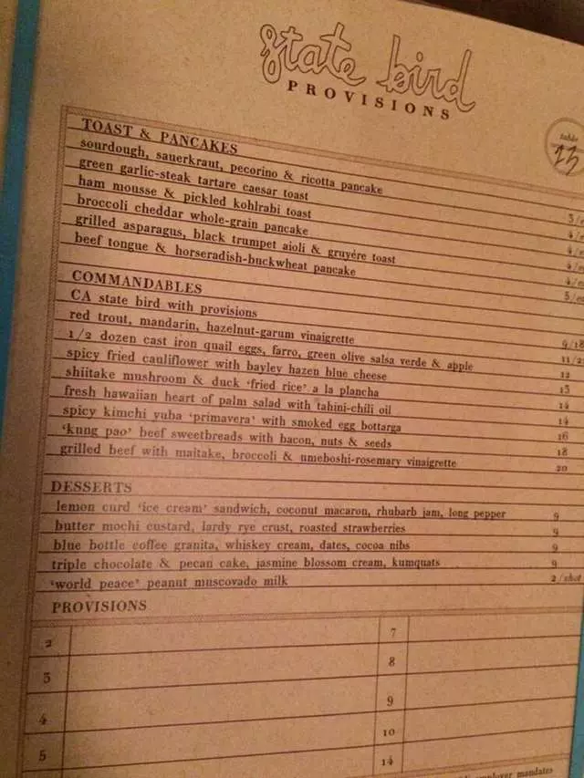 State Bird Provisions