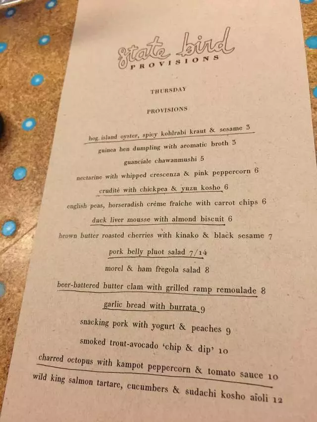 State Bird Provisions