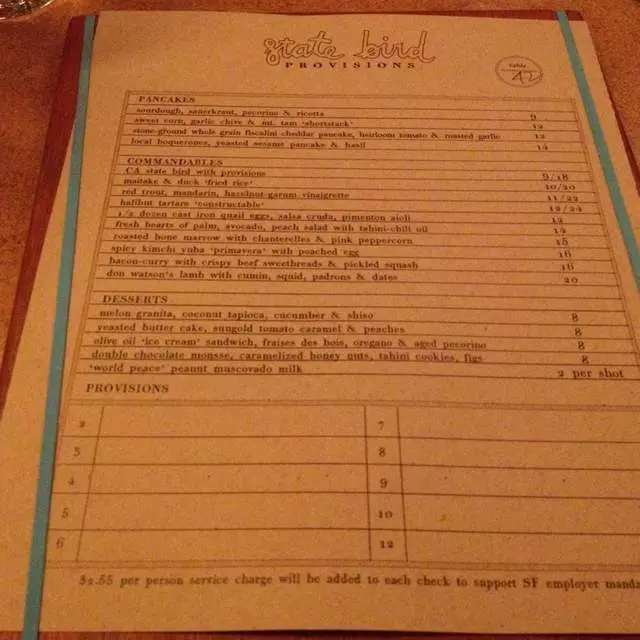 State Bird Provisions
