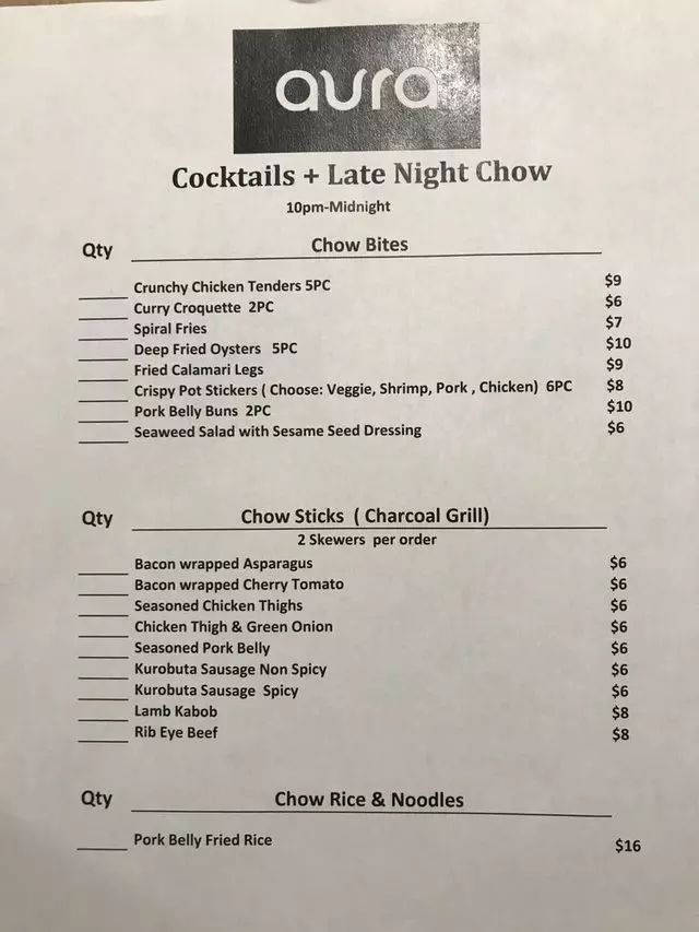 Aura Mixology and  chow