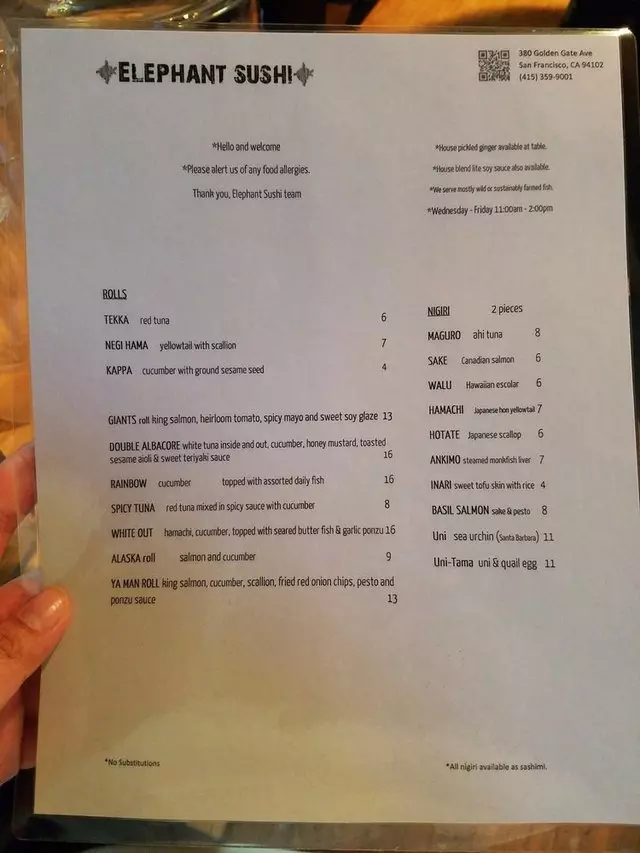 Elephant Sushi Golden Gate